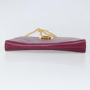 Salvatore Ferragamo Chain Gancini Shoulder Bag Leather Purple Gold Auth 166354-5