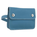 HERMES Pochette Green Waist bag Leather Blue Silver Auth 166361SM-1