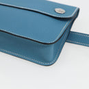 HERMES Pochette Green Waist bag Leather Blue Silver Auth 166361SM-9
