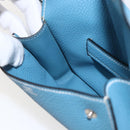 HERMES Pochette Green Waist bag Leather Blue Silver Auth 166361SM-19