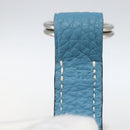 HERMES Pochette Green Waist bag Leather Blue Silver Auth 166361SM-11