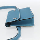 HERMES Pochette Green Waist bag Leather Blue Silver Auth 166361SM-3