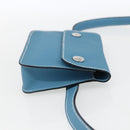 HERMES Pochette Green Waist bag Leather Blue Silver Auth 166361SM-4