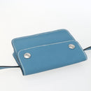 HERMES Pochette Green Waist bag Leather Blue Silver Auth 166361SM-6