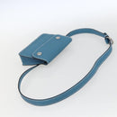 HERMES Pochette Green Waist bag Leather Blue Silver Auth 166361SM-7