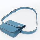 HERMES Pochette Green Waist bag Leather Blue Silver Auth 166361SM-8