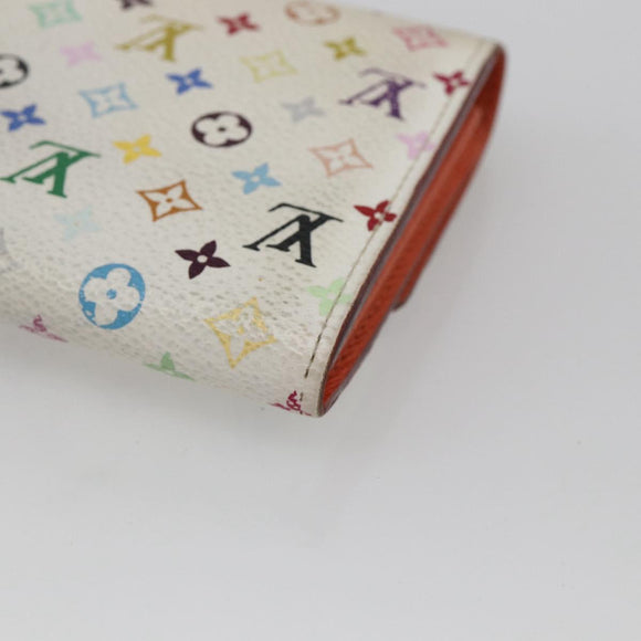 LOUIS VUITTON Multicolor Portefeuille Sarah Wallet White M93532 LV Auth 166362