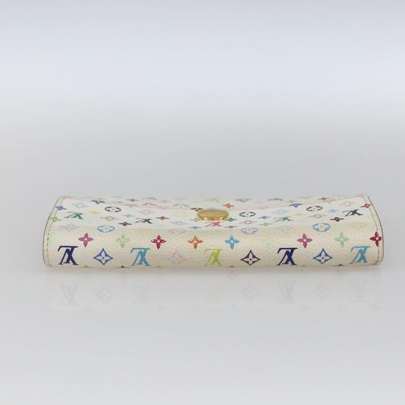 LOUIS VUITTON Multicolor Portefeuille Sarah Wallet White M93532 LV Auth 166362