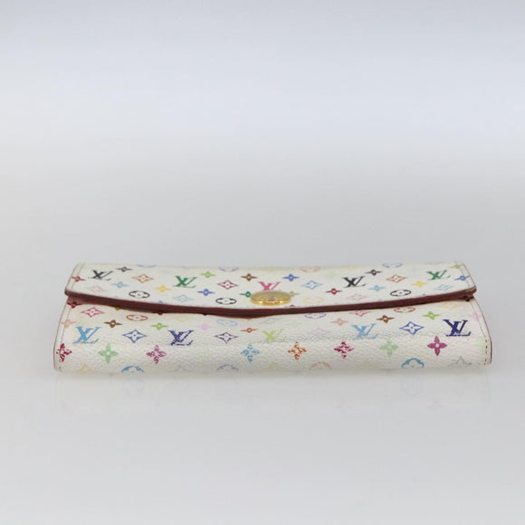 LOUIS VUITTON Multicolor Portefeuille Sarah Wallet White M93532 LV Auth 166362