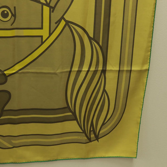 HERMES Carre 140 Scarf ""QUADRIGE"" Silk Green Auth 166363V