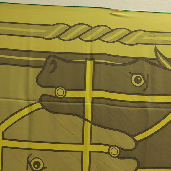 HERMES Carre 140 Scarf ""QUADRIGE"" Silk Green Auth 166363V