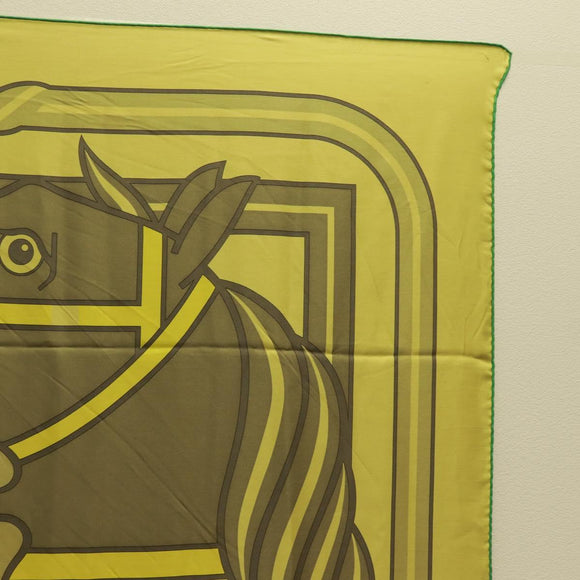 HERMES Carre 140 Scarf ""QUADRIGE"" Silk Green Auth 166363V