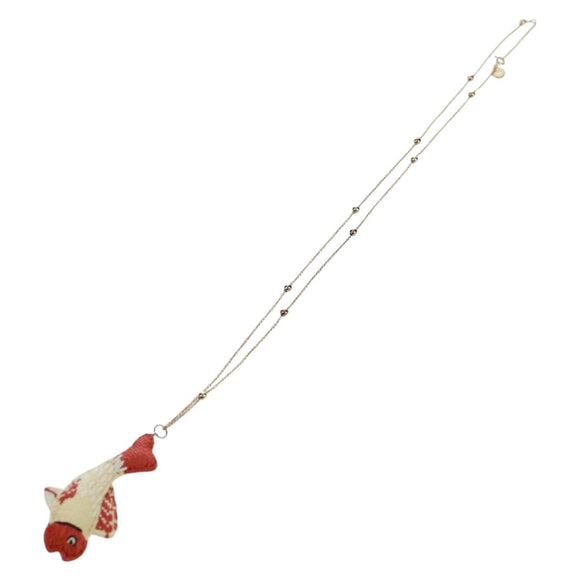 PRADA Clownfish Motif Necklace Ag925 Gold Tone Auth 166365V