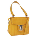 Salvatore Ferragamo Vala Hand Bag Leather 2way Yellow Silver Auth 166370-1
