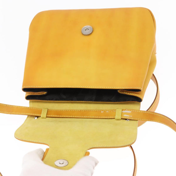 Salvatore Ferragamo Vala Hand Bag Leather 2way Yellow Silver Auth 166370