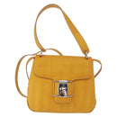 Salvatore Ferragamo Vala Hand Bag Leather 2way Yellow Silver Auth 166370-13