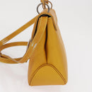 Salvatore Ferragamo Vala Hand Bag Leather 2way Yellow Silver Auth 166370-3