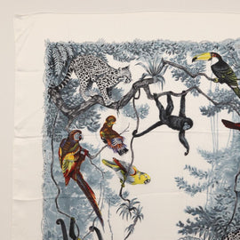 HERMES Carre 140 Scarf ""EQUATEUR"" Silk White Auth 166371V - 0