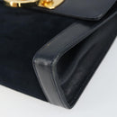 Salvatore Ferragamo Gancini Shoulder Bag Leather Navy Gold Auth 166375-10