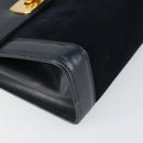 Salvatore Ferragamo Gancini Shoulder Bag Leather Navy Gold Auth 166375-11