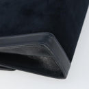 Salvatore Ferragamo Gancini Shoulder Bag Leather Navy Gold Auth 166375-13