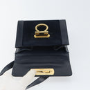 Salvatore Ferragamo Gancini Shoulder Bag Leather Navy Gold Auth 166375-16