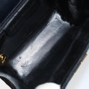 Salvatore Ferragamo Gancini Shoulder Bag Leather Navy Gold Auth 166375-18