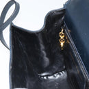 Salvatore Ferragamo Gancini Shoulder Bag Leather Navy Gold Auth 166375-20
