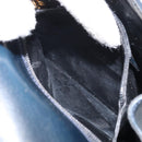 Salvatore Ferragamo Gancini Shoulder Bag Leather Navy Gold Auth 166375-22