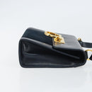 Salvatore Ferragamo Gancini Shoulder Bag Leather Navy Gold Auth 166375-4