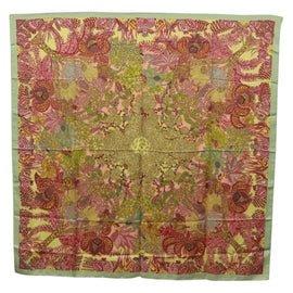 HERMES Carre 140 Scarf ""Maitres de la Foret"" Silk Pink Auth 166376M