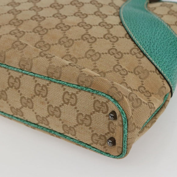 GUCCI GG Canvas Tote Bag Beige Silver 113015 Auth 166378