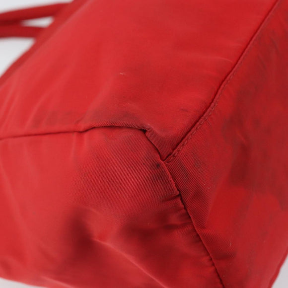 PRADA Hand Bag Nylon Red Auth 166380