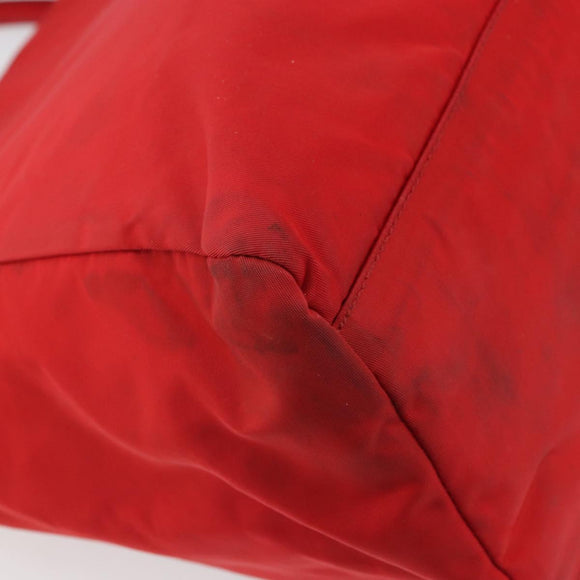 PRADA Hand Bag Nylon Red Auth 166380