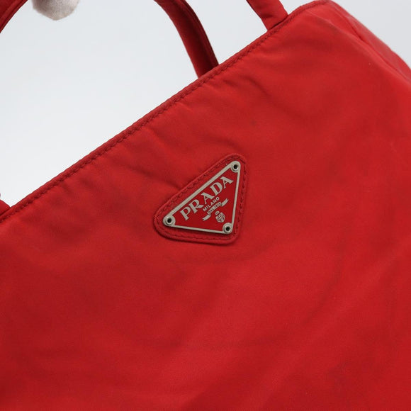 PRADA Hand Bag Nylon Red Auth 166380