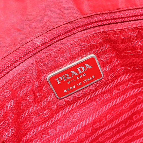 PRADA Hand Bag Nylon Red Auth 166380