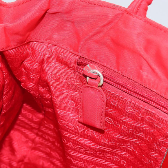 PRADA Hand Bag Nylon Red Auth 166380