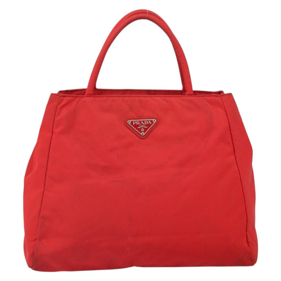 PRADA Hand Bag Nylon Red Auth 166380