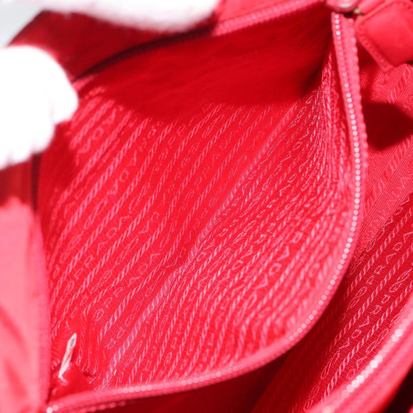 PRADA Hand Bag Nylon Red Auth 166380