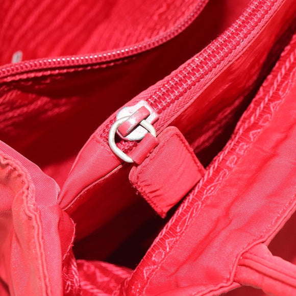 PRADA Hand Bag Nylon Red Auth 166380