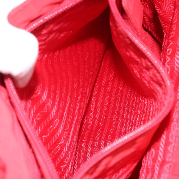 PRADA Hand Bag Nylon Red Auth 166380