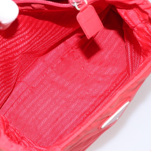 PRADA Hand Bag Nylon Red Auth 166380