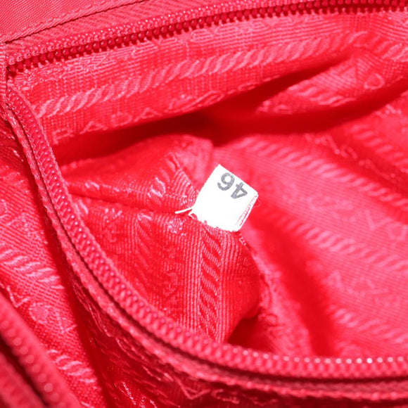 PRADA Hand Bag Nylon Red Auth 166380