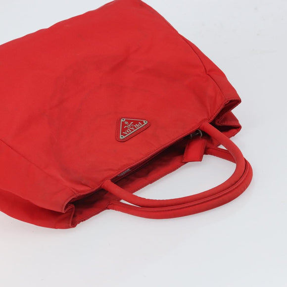 PRADA Hand Bag Nylon Red Auth 166380