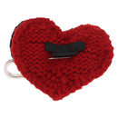 PRADA Mohair Heart Safety Pin Brooch knitted Fabrics Red Auth 166381V-2