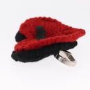 PRADA Mohair Heart Safety Pin Brooch knitted Fabrics Red Auth 166381V-5