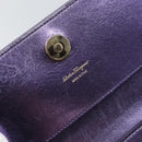 Salvatore Ferragamo Gancini Long Wallet Leather Purple Gold Auth 166383A-9