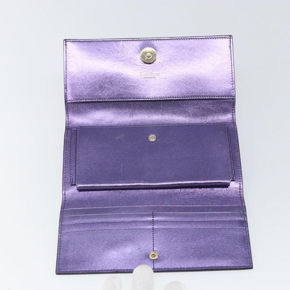 Salvatore Ferragamo Gancini Long Wallet Leather Purple Gold Auth 166383A