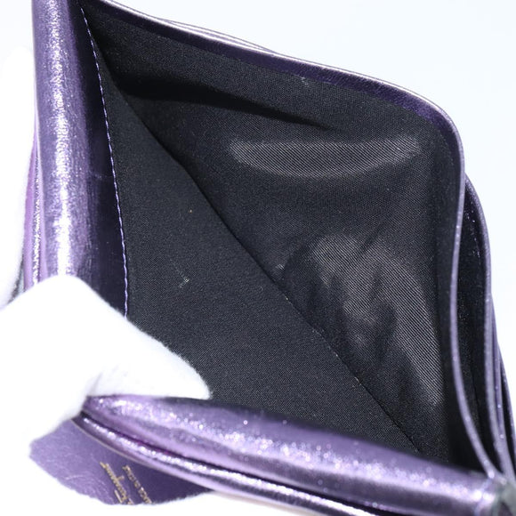 Salvatore Ferragamo Gancini Long Wallet Leather Purple Gold Auth 166383A