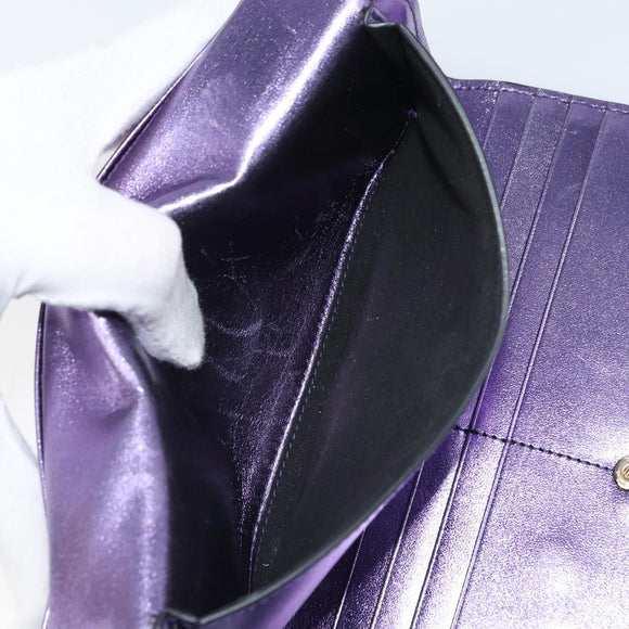 Salvatore Ferragamo Gancini Long Wallet Leather Purple Gold Auth 166383A
